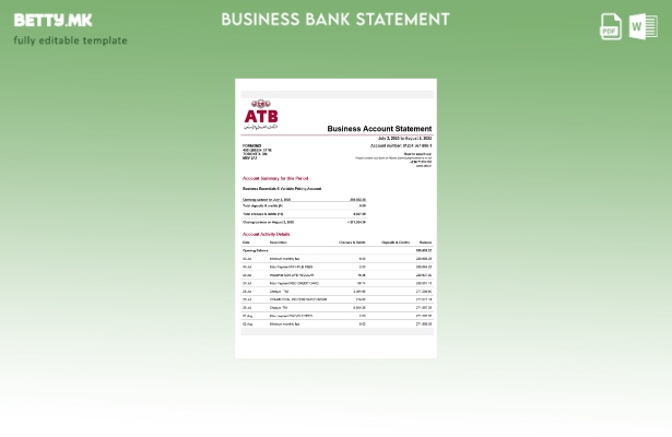 Модерен стил туниска ATB организација што го проверува изводот на сметката Шабло